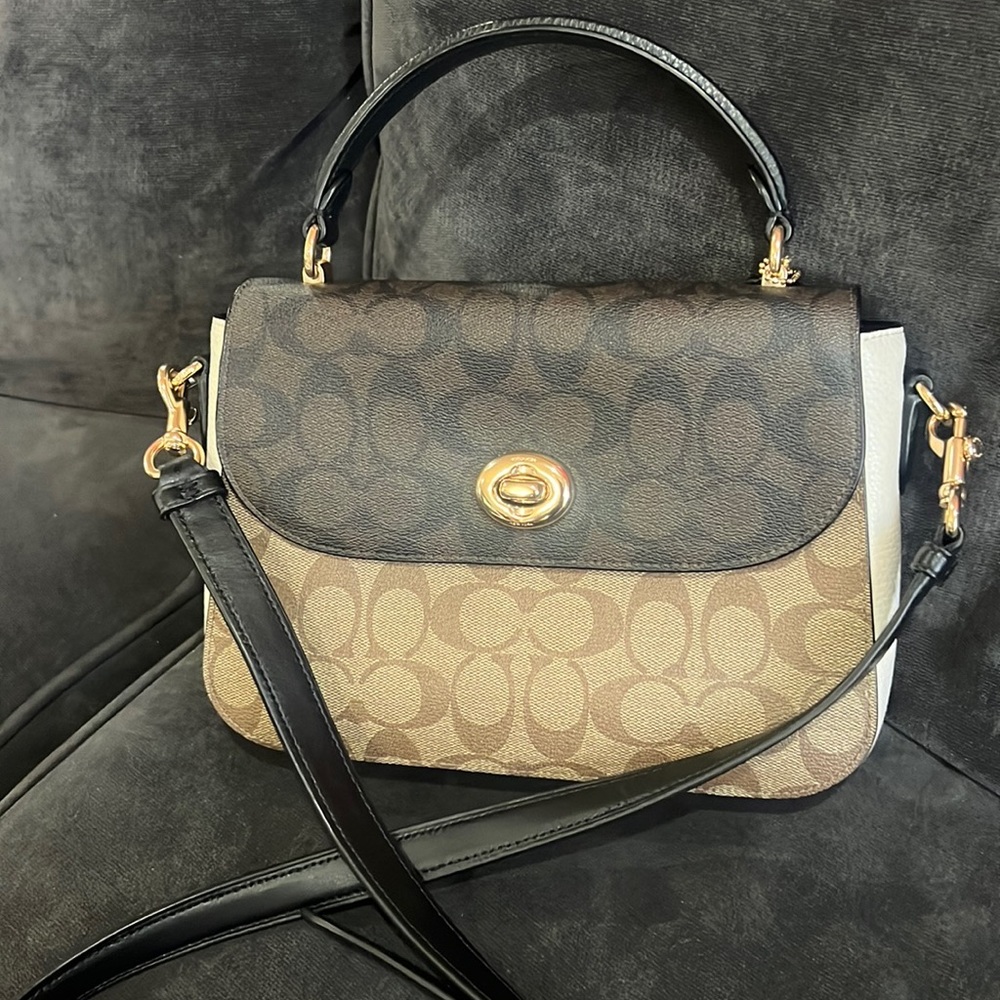 Coach Marlie Top Handle Satchel In Blocked Canvas Gem